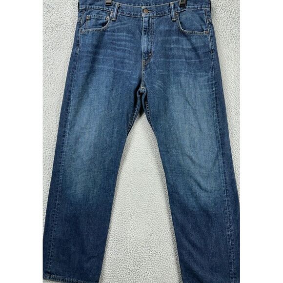 Levis 569 Jeans Mens 36X32 Blue Distressed Loose Straight Leg Red Tab Denim Pant - Picture 1 of 12